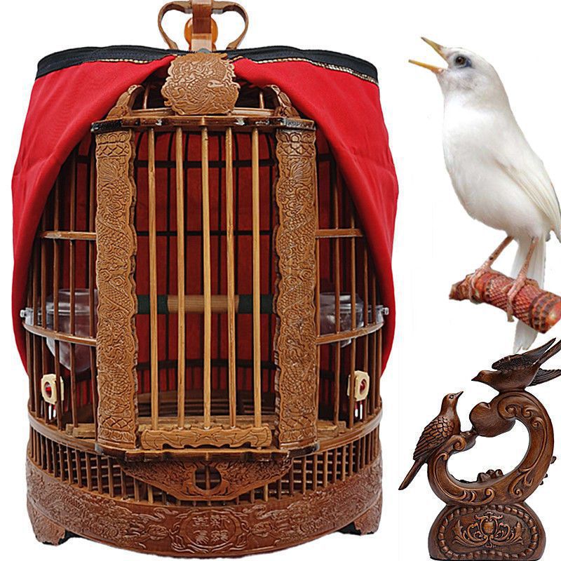 热卖新款老竹料全身雕刻竹制画眉鸟笼子八哥鸟笼鹩哥鸟笼子大小号