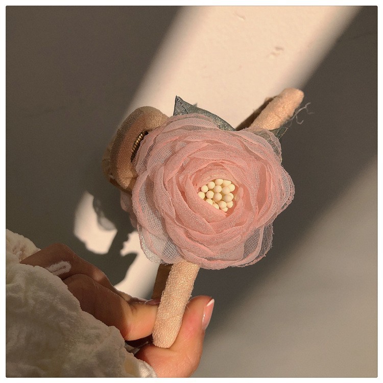 Korean Style New Artistic Temperament Antique Style Temperament Mesh Flower Hair Clip Barrettes French Style Back Head Female Hair Claw Headdress