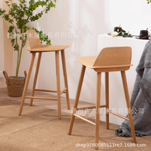 北欧设计师实木吧凳现代简约高脚凳创意网红咖啡厅奶茶店高凳子