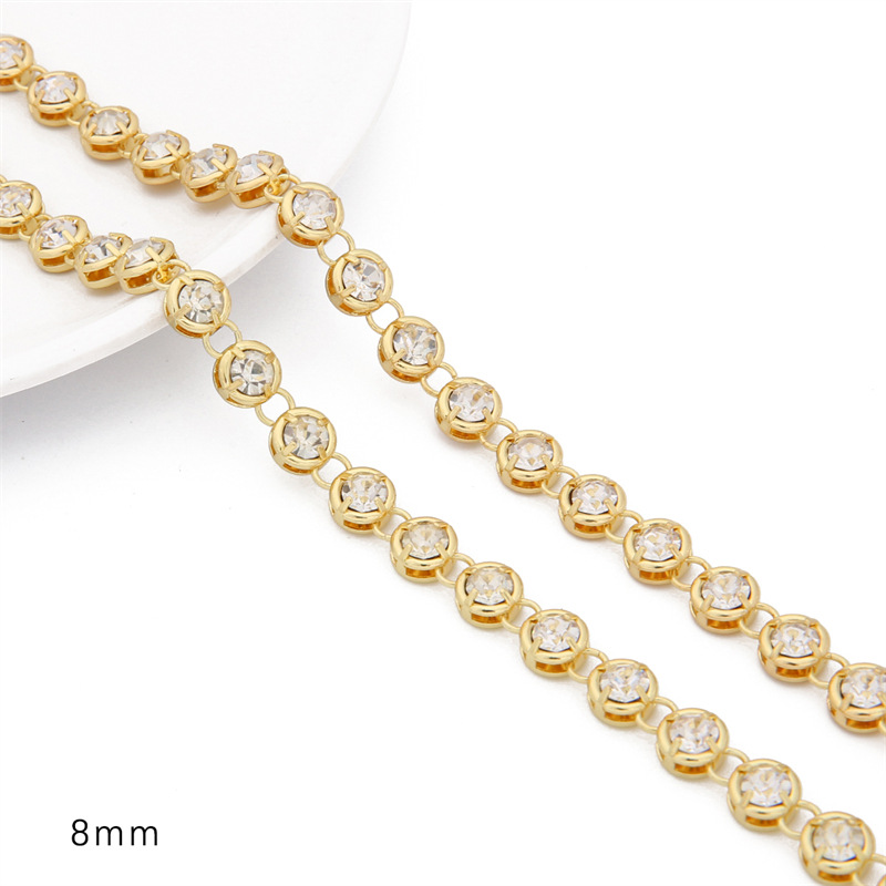 Color Retaining 14K Gilded Platinum Handmade Chain Copper Rhinestone Zircon Claw Chain Chain DIY Necklace Bracelet Jewelry Material