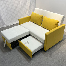现代简约科技绒双拼色 双拖床小户型休闲办公款沙发床折叠两用