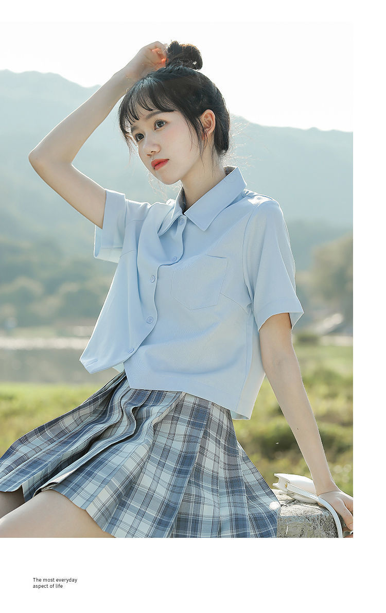 学院风jk衬衫女2021夏季新款设计感制服白色短袖衬衣日系学生上衣