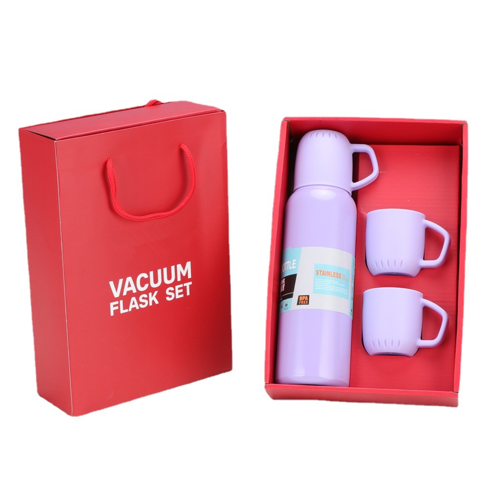 Macaron Stainless Steel Vacuum Thermos Cup One Cup Three Lid Gift Tumbler Outdoor High-End Gift Set