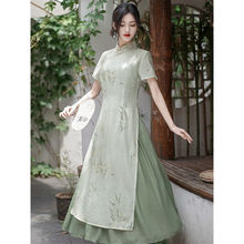 新中式国风显瘦夏季2024新款改良旗袍高级优雅精致连衣裙假两件女