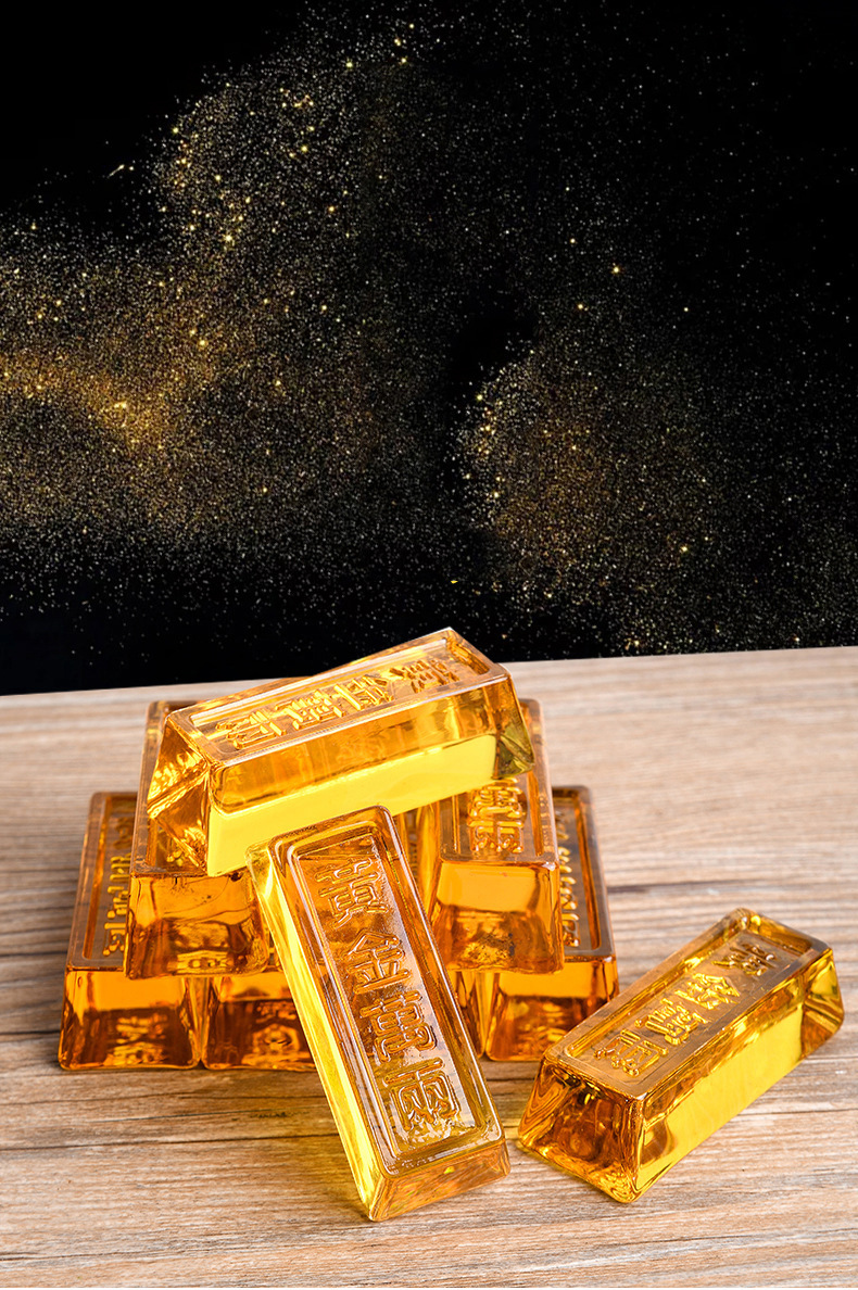 中式仿黄金小金砖金条客厅摆件水晶工艺礼品厂家现货批发