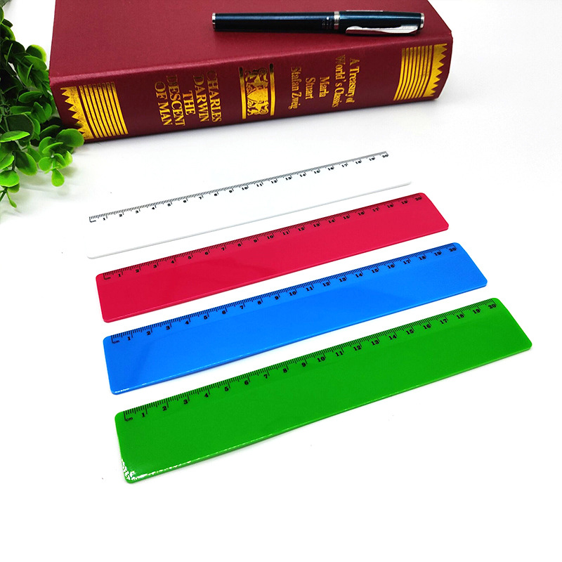 20cm塑料尺彩色尺子20厘米直尺 塑料透明直尺20公分尺