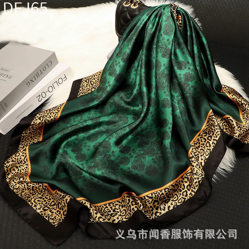 2022 Autumn and Winter New Satin Silk Scarf Glossy Texture Square Scarf Women's Gift Elegant Gift Sun-Proof Shawl