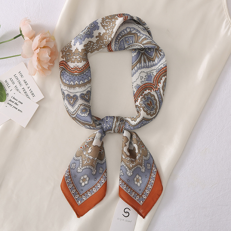 spring and autumn new cashew flower scarf women‘s korean-style versatile decorative small square scarf western style professional scarf shirt in stock