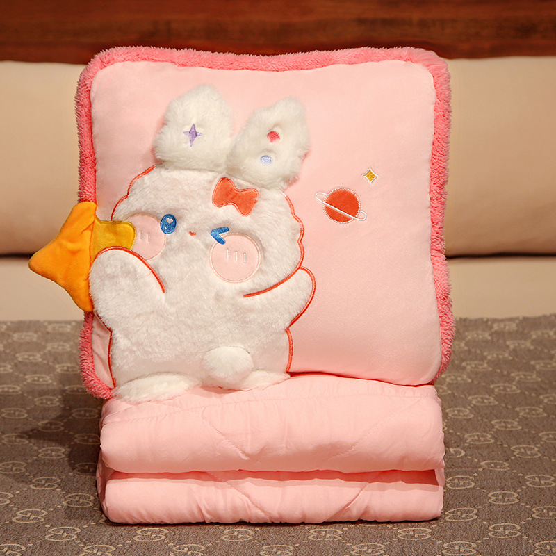 Rabbit Pillow Blanket Office Air Conditioner Quilt Car and Sofa Pillow Blanket Sub-Dual-Use Two-in-One Car Pillow Blanket