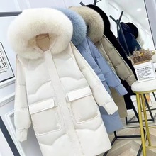 韩系甜美大毛领羽绒服外套女冬2023年新款设计感加厚派克服货源