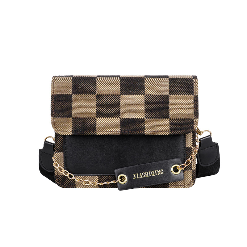Women's Bag New Simple Retro Style Fashionable Trendy One-Shoulder Bag Fashion Chessboard Plaid Commuter Shoulder Messenger Bag