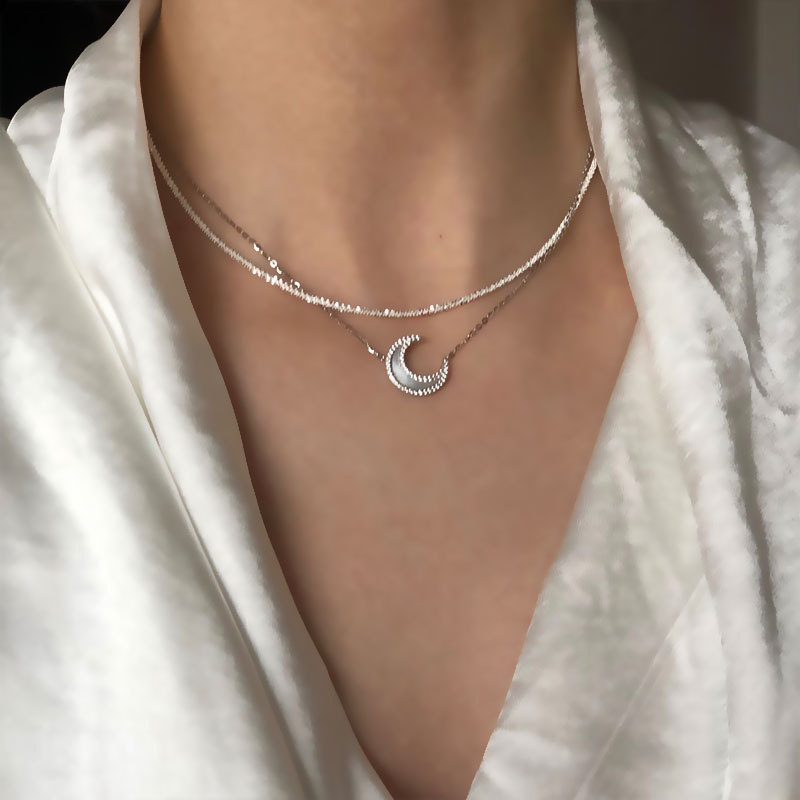White Silver ~ Sparkling Italy Imported Flash Choker Bare 925 Sterling Silver Clavicle Chain Cold