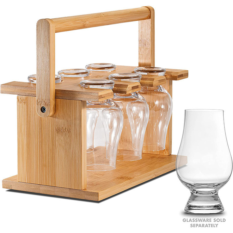 木质红酒杯架手提悬挂葡萄酒杯架威士忌酒杯干燥架桌面酒杯整理架