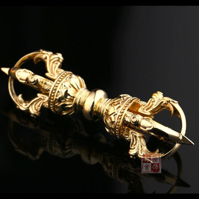 九股金刚杵密宗金刚铃法器黄铜纯手工精品降魔杵摆件藏传佛教包邮