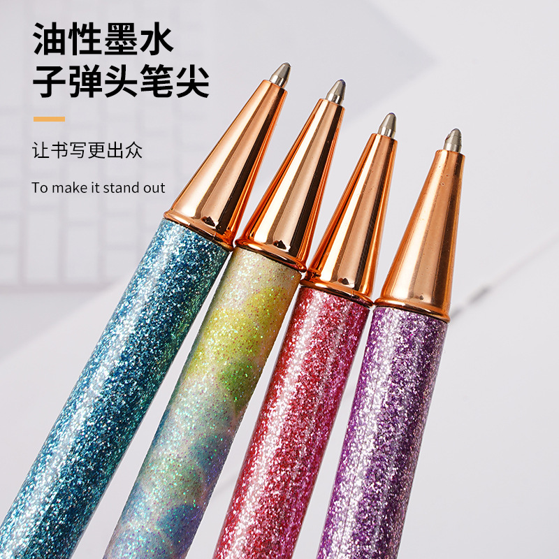 Factory Wholesale Diamond Ballpoint Pen Gold Powder Foreskin Ballpoint Pen Big Diamond Pen Fashion Gift Pen