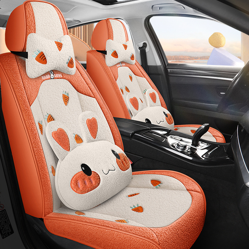2024跨境专供全包围汽车坐垫羊羔毛绒时尚冬季保暖加厚座椅座套