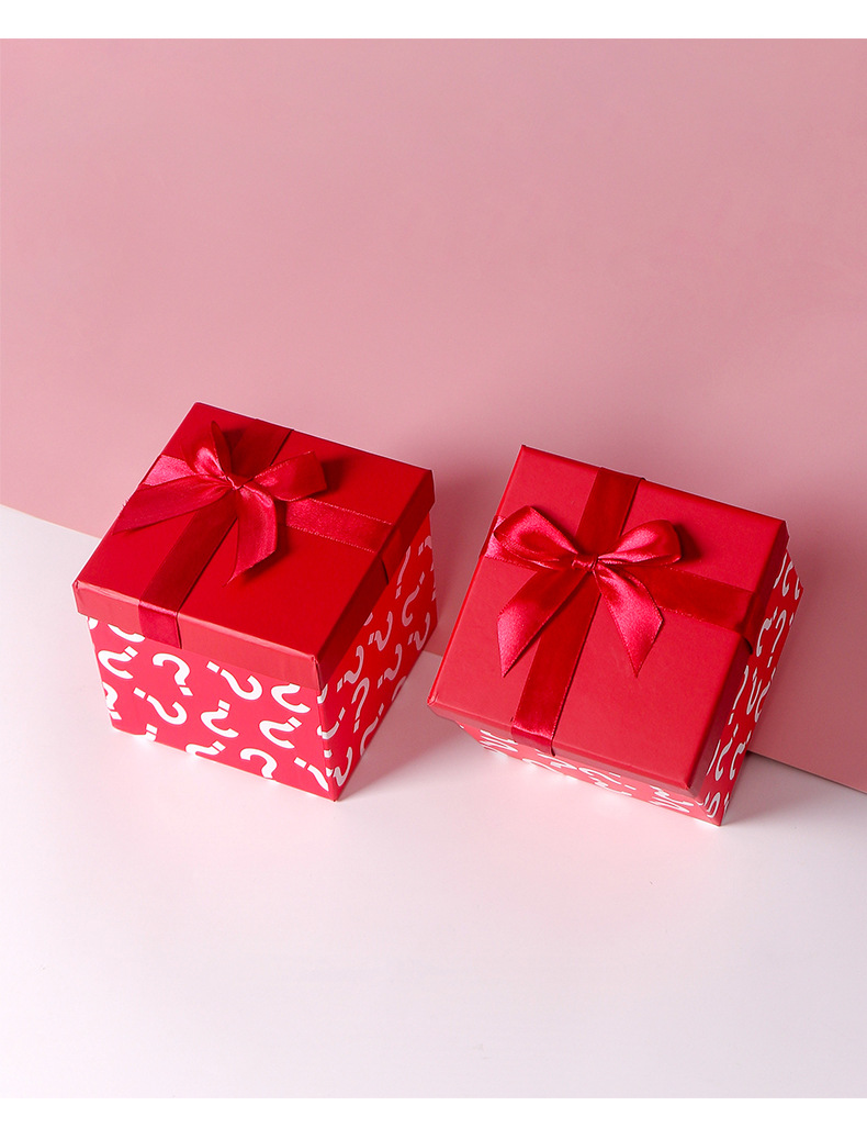 盲盒2020网红新款红色问号惊喜神秘 蝴蝶结结婚礼伴手礼礼盒空盒