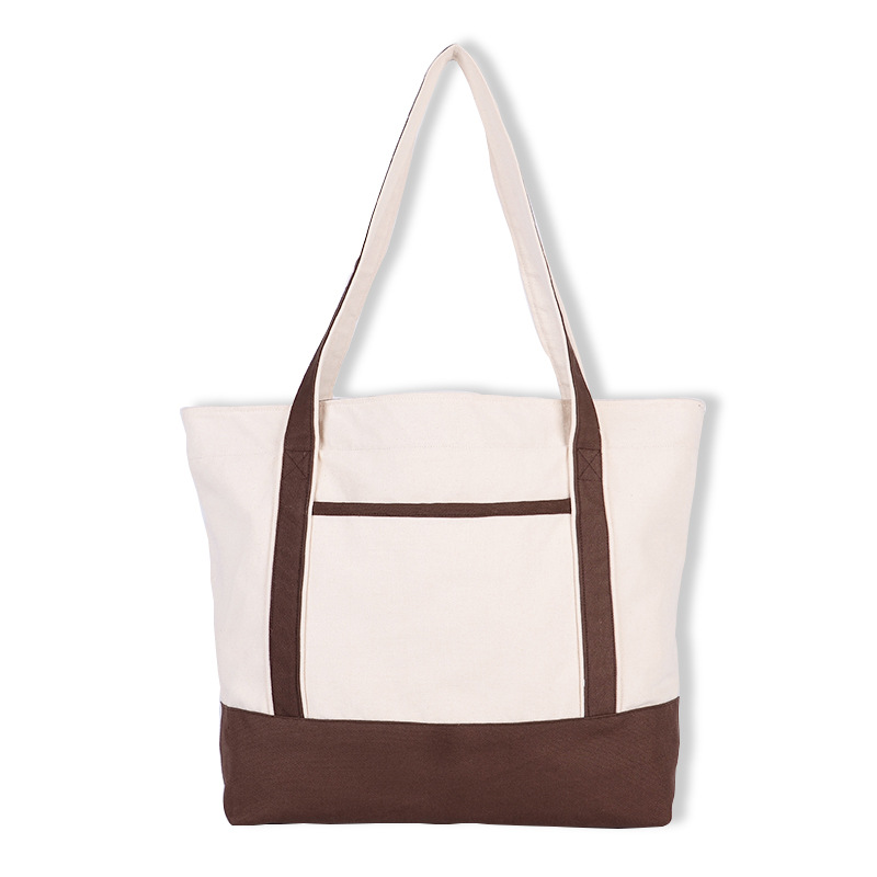 热销加固手提纯棉高档帆布包大容量 环保购物袋 单肩拼接帆布袋子