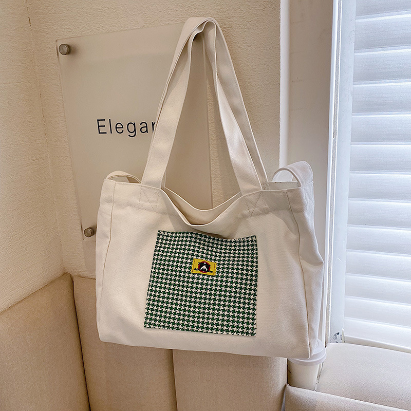 2022 Summer New Korean Style Simple Shoulder Handbag Casual Canvas Tote Bag for Women Large-Capacity Crossbody Bag