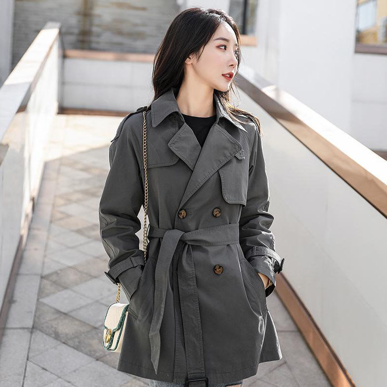 风衣女中长款2021秋季新款韩版流行气质薄款系带春秋短外套潮