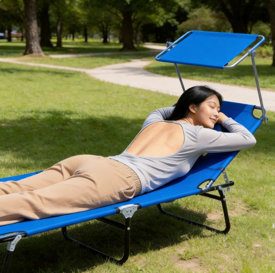 multifunctional folding bed office noon break bed removable pillow portable beach chair beach pool terrace chair