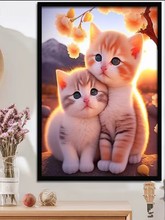 钻石画2023新款满钻卡通可爱猫咪动物手工贴钻带框十字绣卧室餐厅