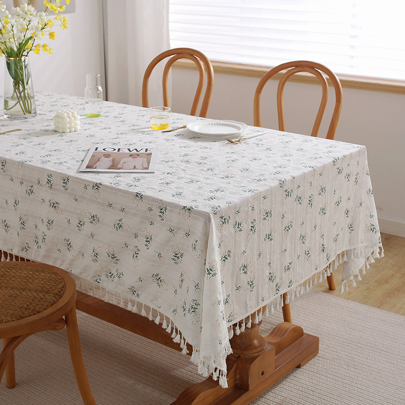 Pastoral Style Tablecloth Cotton Linen Fabrics Dining Table Coffee Table round Table Square Tablecloth Fresh Floral Desktop Cover Cloth in Stock