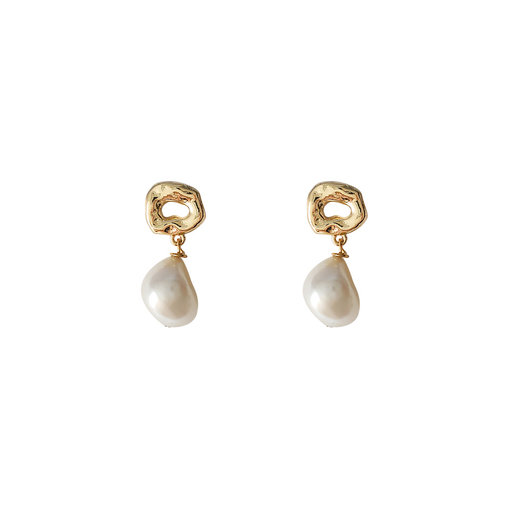Baroque Special-Shaped Freshwater Pearl ~ 925 Silver Needle Plated 14K Handmade Design Sense Earrings High-Grade Earrings Earrings