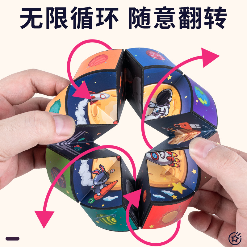 Geometric Variety Cube Plastic Three-Dimensional Flip Infinite Starry Sky Folding Mechanical Net Red Toy Children Education Wholesale