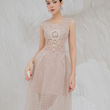 越南小众2024夏季新款水溶蕾丝连衣裙小礼服裙设计感伴娘裙1668