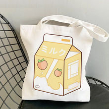 Peach juice Canvas Bag 日系桃子果汁印花学生大容量上课帆布包