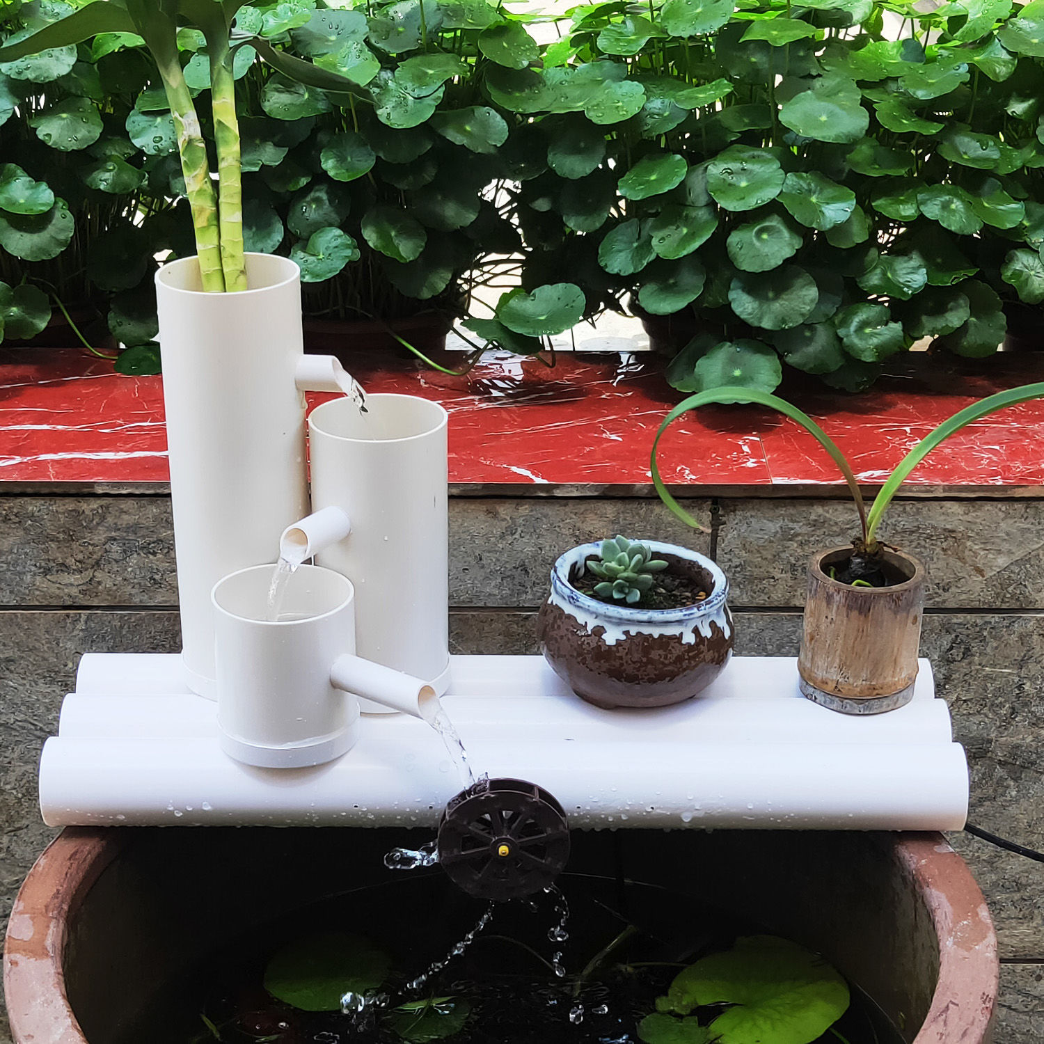 p5款pvc鱼缸过滤器草缸竹流水瀑布式水循环滤盒增氧diy过滤桶静音