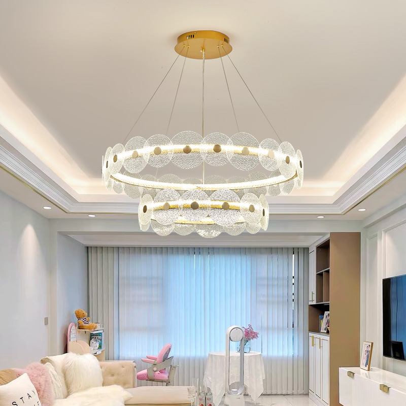 现代简约卧室灯轻奢水晶吊灯客厅灯2023年新款餐厅灯大气圆形灯具