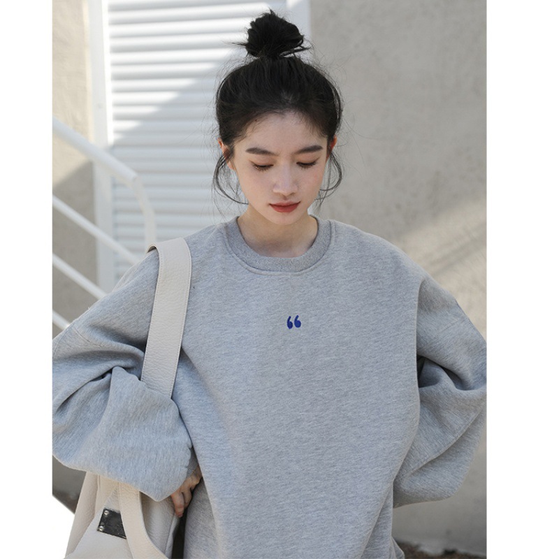 逗号66卫衣 2022秋季新款加绒加厚宽松廓形休闲上衣女