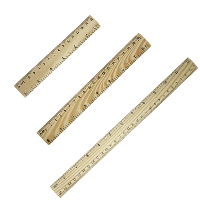 厂家批发直供木制木尺15/20/30cm单面双刻度尺子学生学习文具尺