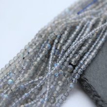 灰月光石切面散珠diy复古手链串珠材料天然蓝光拉长石2/3mm小珠子