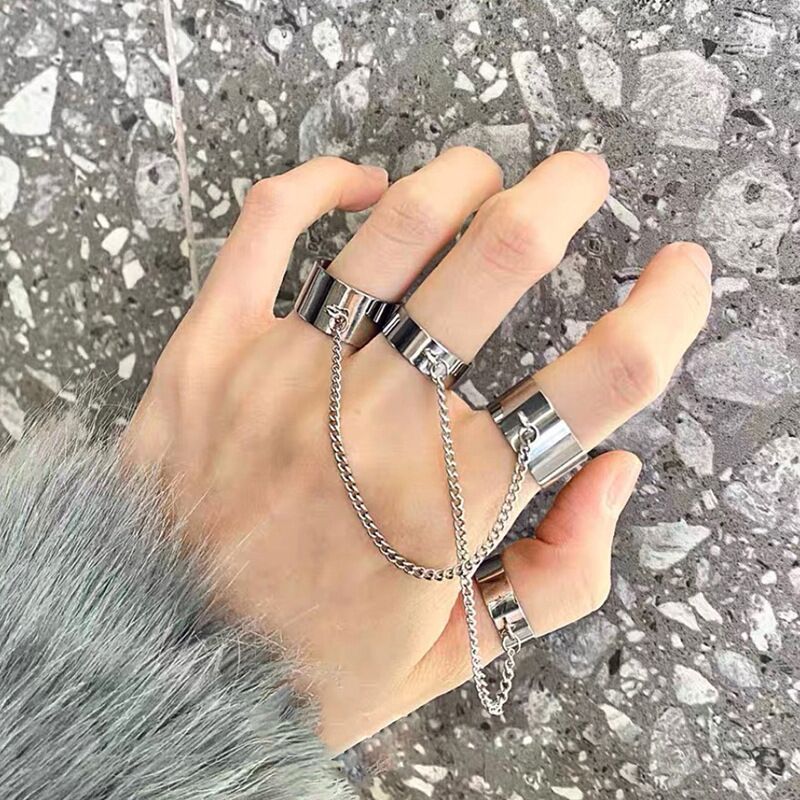 Europe and America Cross Border Metal Chain Bracelet Ring One-Piece Ring Men's and Women's Hip Hop Punk Disco Ring Retro