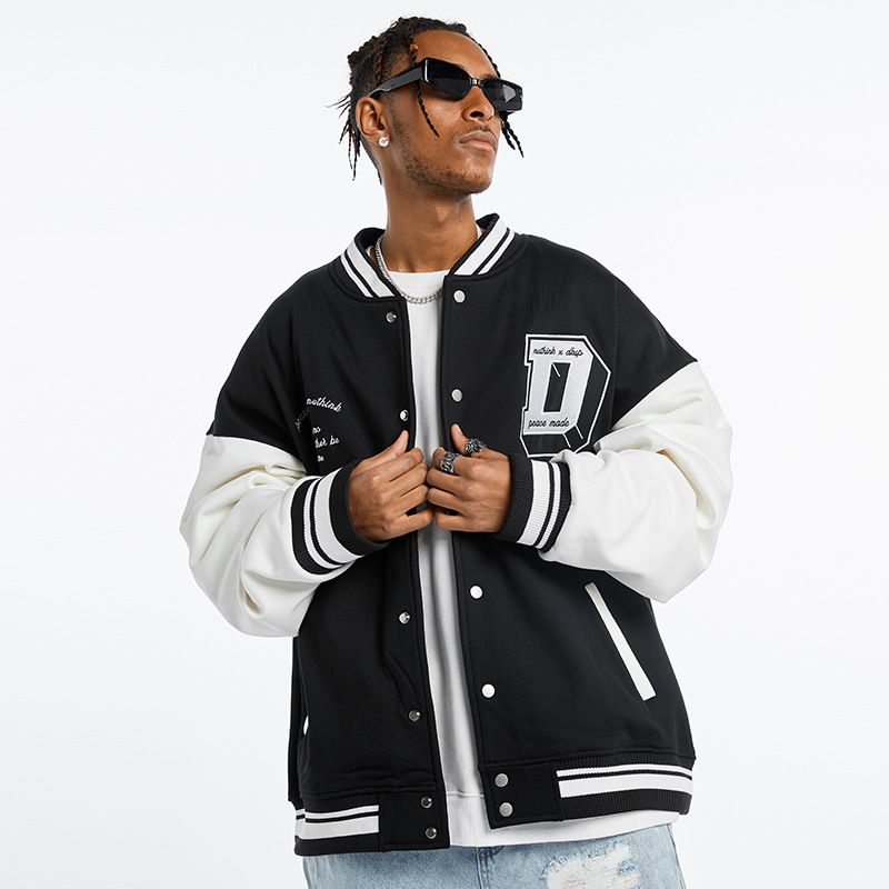 欧美嘻哈西海岸棒球服男潮冬季加厚潮牌美式高街oversize夹克外套