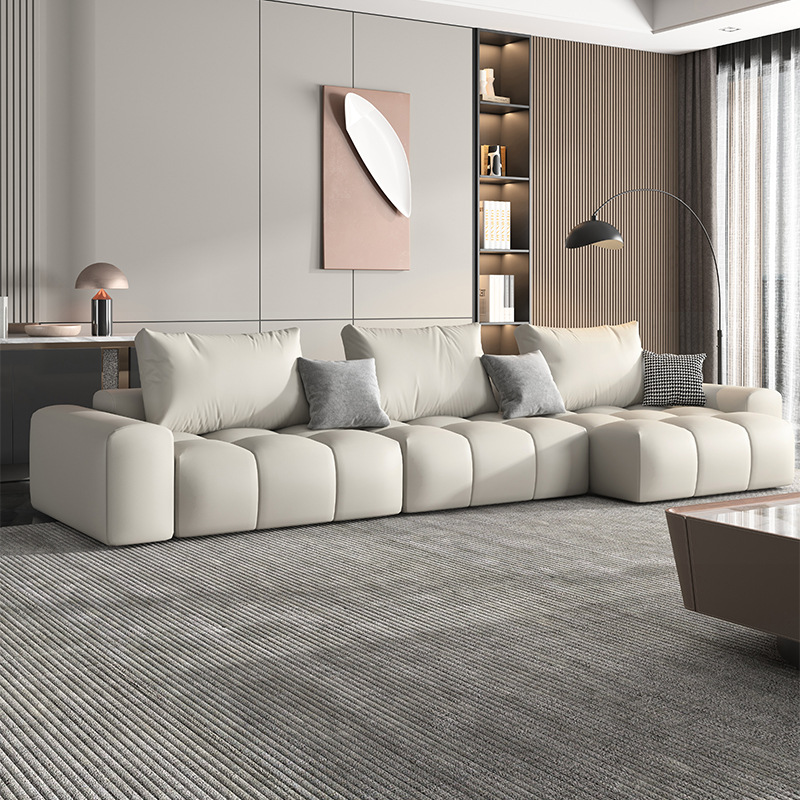 睿宇鑫意式硅胶皮沙发客厅现代轻奢新款小户型贵妃三人位沙发组合