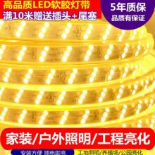 LED灯带三色变光客厅220V高亮软灯条家用户外跑马灯工程亮化白光