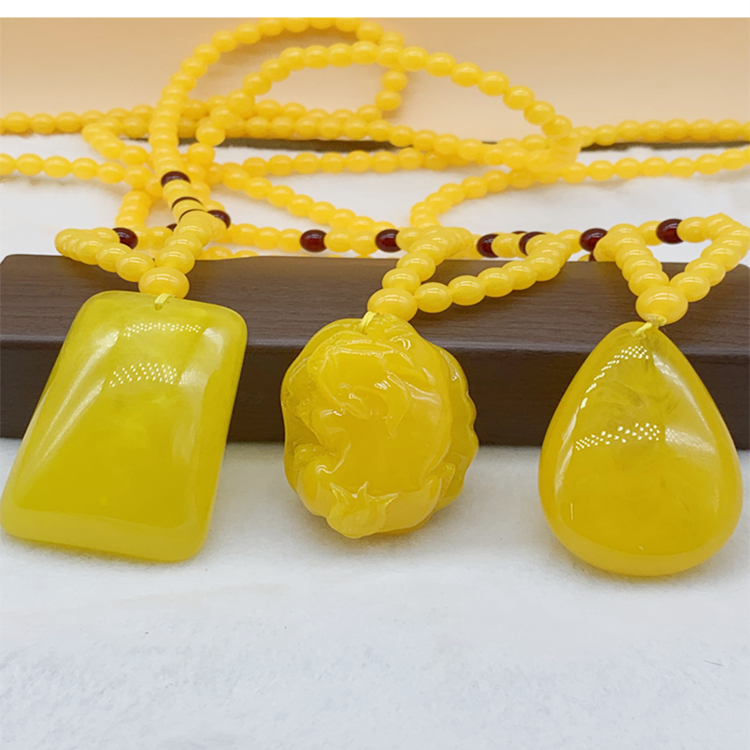 二代蜜蜡毛衣链 鸡油黄琥珀毛衣链 项链批发-阿里巴巴