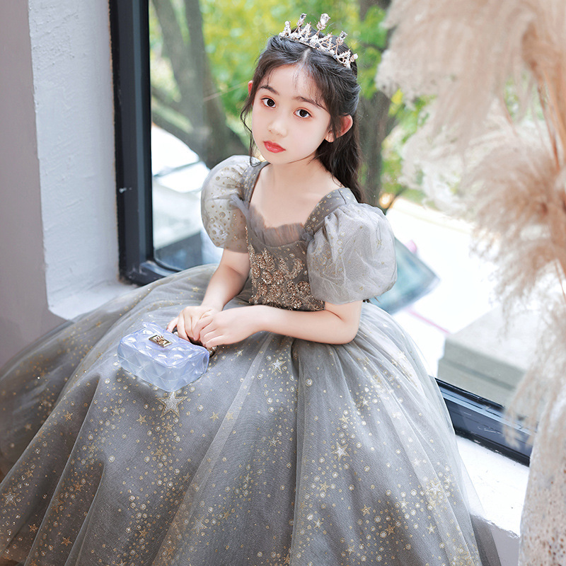 儿童礼服公主裙高端女童钢琴演出服新款花童蓬蓬裙主持人晚礼服夏