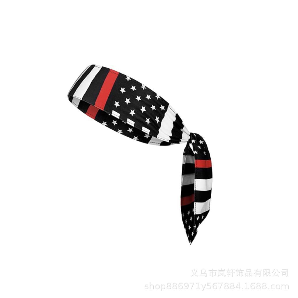 American Flag Independence Day Hairband Men Sports Elastic Headband Women Fashion Cross Wide Headband Sweat-Absorbent Hair Accessories