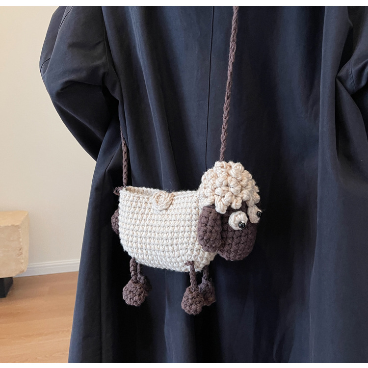 Cute Niche Design Messenger Bag Cross-Border New Hand-Woven Diy Doll Bag Cute Knitted Children's Bag
