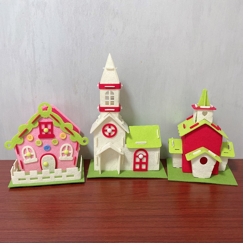 毛毡diy儿童亲子立体房子城堡拼图