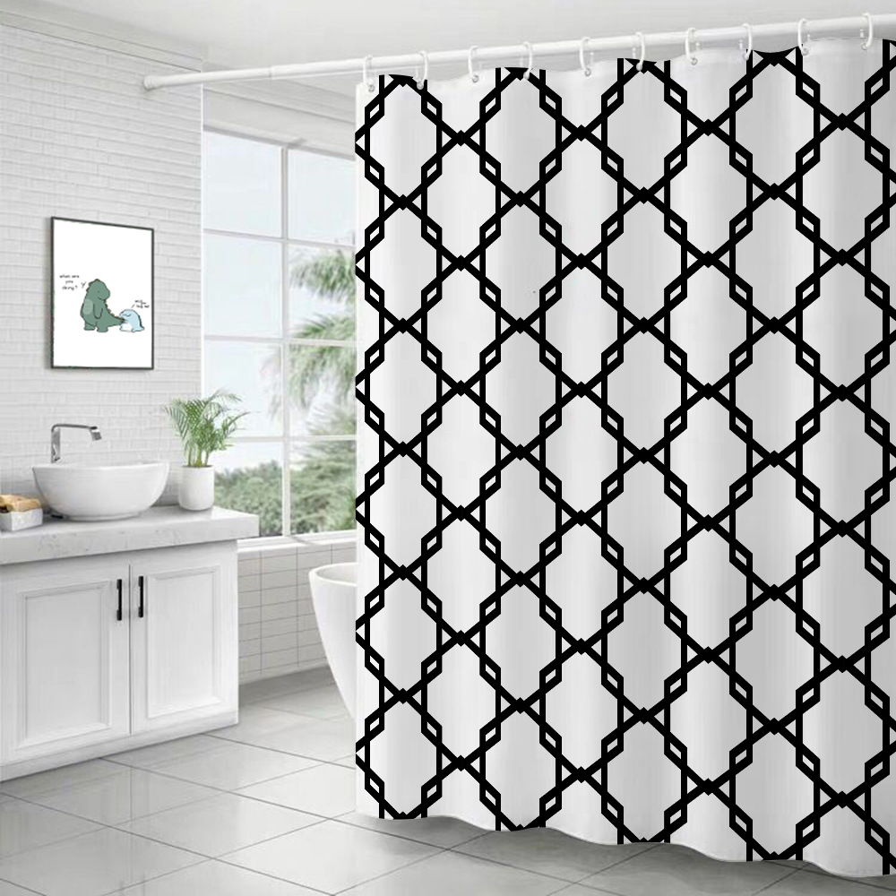 Amazon Cross-Border Direct Supply Modern Simple Creative Digital Printing Shower Curtain Mildew-Proof Moisture-Proof Graphic Customization