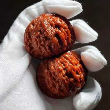 文玩核桃狮子头四座楼把玩手把件官帽血麒麟纹古玩盘玩手串男