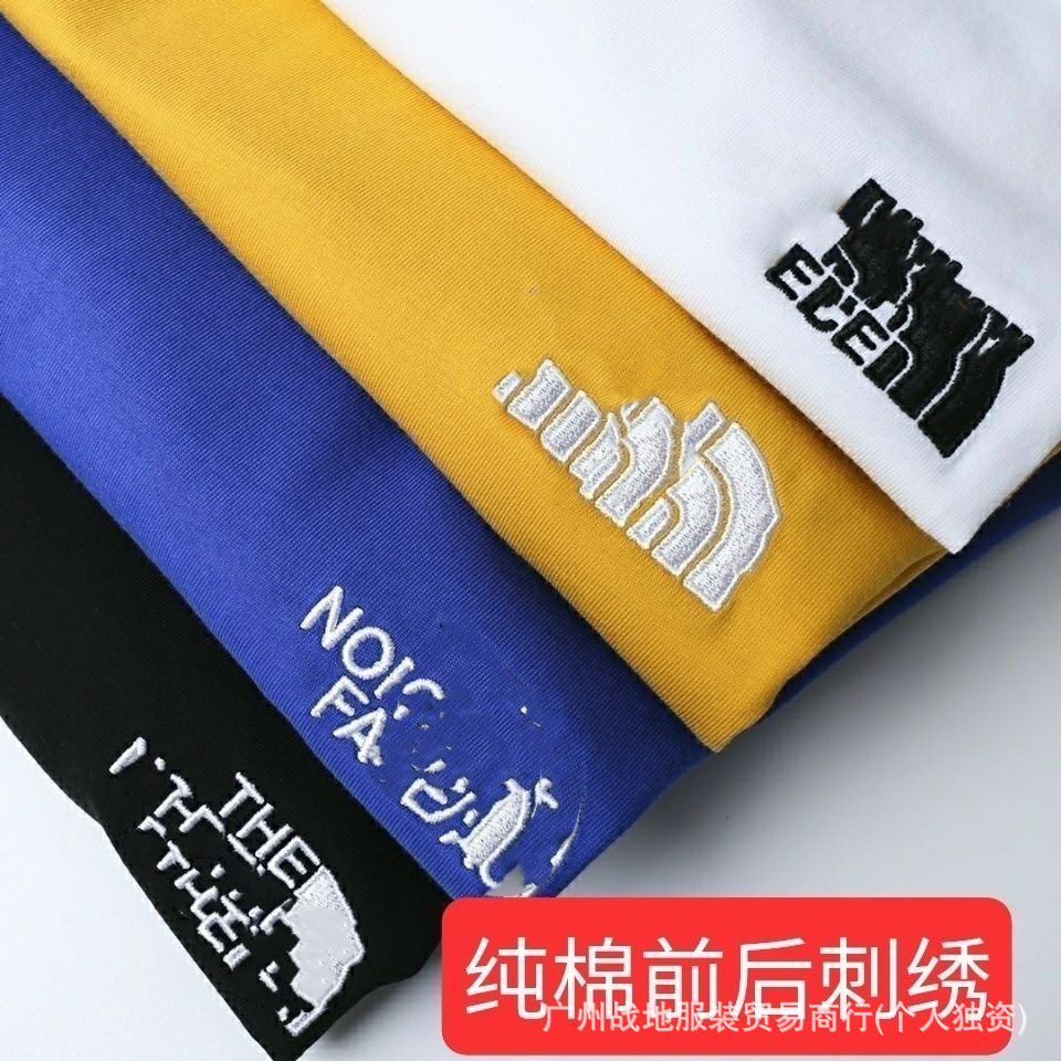 tnf夏季前后北t恤男女情侣潮牌纯棉宽松百搭时尚圆领刺绣短袖纯棉