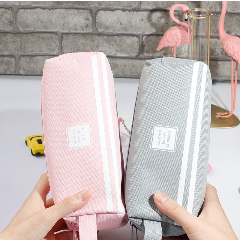 大容量双侧帆布笔袋 网红简约纯色文具包学生铅笔盒 义乌文具批发