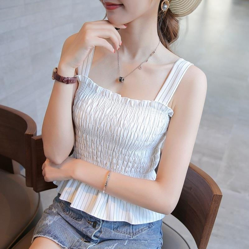 港味条纹吊带背心女夏外穿2024新款无袖上衣性感打底衫宽肩带韩版